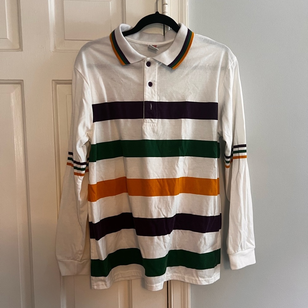 Mardi Gras long sleeve - Striped Polo Shirt
